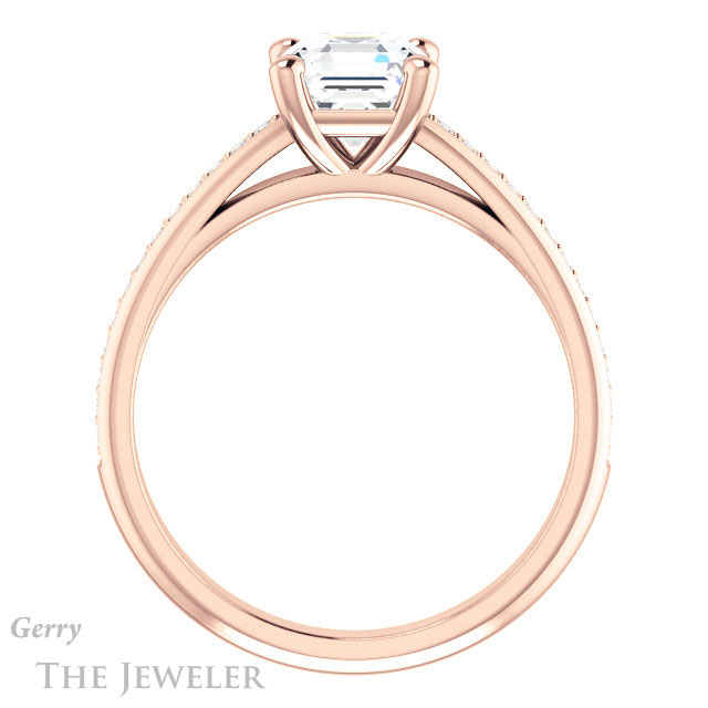 14k Rose Gold Asscher Cut Forever One Engagement Ring Setting #GTJ960-asscher-fo-r