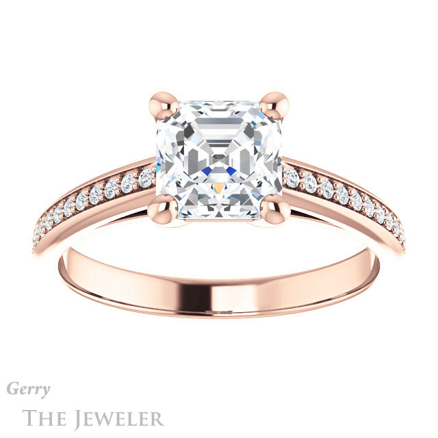 14k Rose Gold Asscher Cut Forever One Engagement Ring Setting #GTJ960-asscher-fo-r