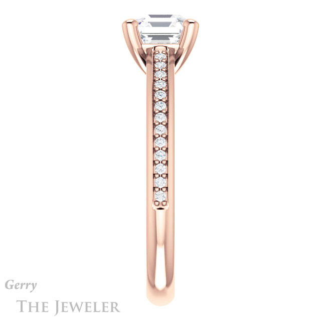 14k Rose Gold Asscher Cut Forever One Engagement Ring Setting #GTJ960-asscher-fo-r
