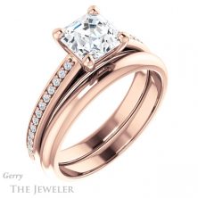 14k Rose Gold Asscher Cut Forever One Engagement Ring Setting #GTJ960-asscher-fo-r