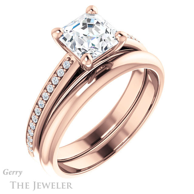 14k Rose Gold Asscher Cut Forever One Engagement Ring Setting #GTJ960-asscher-fo-r