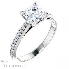 14k White Gold Asscher Cut Forever One Engagement Ring Setting #GTJ960-asscher-fo-w 4 14k White Gold Asscher Cut Forever One Engagement Ring Setting #GTJ960-asscher-fo-w