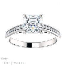 14k White Gold Asscher Cut Forever One Engagement Ring Setting #GTJ960-asscher-fo-w 1 14k White Gold Asscher Cut Forever One Engagement Ring Setting #GTJ960-asscher-fo-w