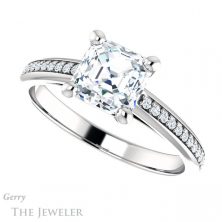 14k White Gold Asscher Cut Forever One Engagement Ring Setting #GTJ960-asscher-fo-w 5 14k White Gold Asscher Cut Forever One Engagement Ring Setting #GTJ960-asscher-fo-w