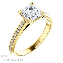 14k Yellow Gold Asscher Cut Forever One Engagement Ring Setting #GTJ960-asscher-fo-y