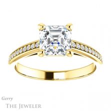 14k Yellow Gold Asscher Cut Forever One Engagement Ring Setting #GTJ960-asscher-fo-y