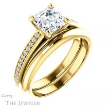 14k Yellow Gold Asscher Cut Forever One Engagement Ring Setting #GTJ960-asscher-fo-y