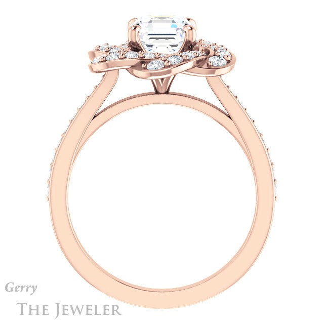 Asscher Cut Forever One Engagement Ring Setting #GTJ961-asscher-fo-r | Gerry The Jeweler 14k Rose Gold Asscher Cut Forever One Engagement Ring Setting #GTJ961-asscher-fo-r