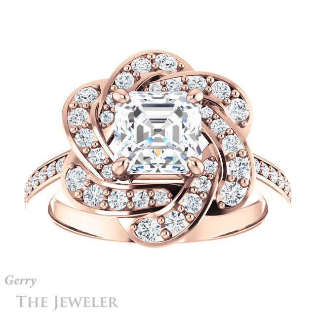 Asscher Cut Forever One Engagement Ring Setting #GTJ961-asscher-fo-r | Gerry The Jeweler 14k Rose Gold Asscher Cut Forever One Engagement Ring Setting #GTJ961-asscher-fo-r