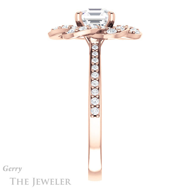 Asscher Cut Forever One Engagement Ring Setting #GTJ961-asscher-fo-r | Gerry The Jeweler 14k Rose Gold Asscher Cut Forever One Engagement Ring Setting #GTJ961-asscher-fo-r