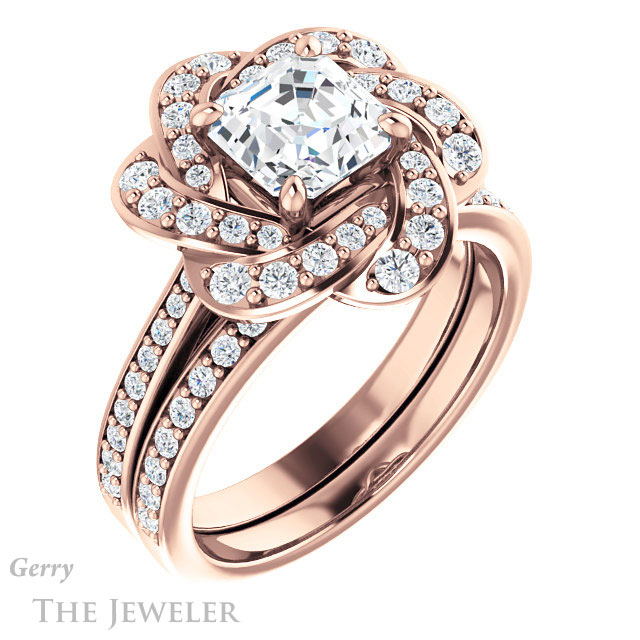 Asscher Cut Forever One Engagement Ring Setting #GTJ961-asscher-fo-r | Gerry The Jeweler 14k Rose Gold Asscher Cut Forever One Engagement Ring Setting #GTJ961-asscher-fo-r