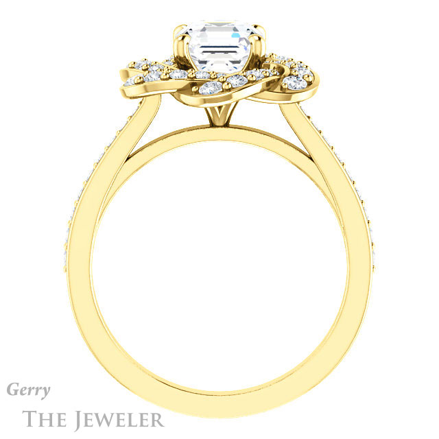 Asscher Cut Forever One Engagement Ring Setting #GTJ961-asscher-fo-y | Gerry The Jeweler 14k Yellow Gold Asscher Cut Forever One Engagement Ring Setting #GTJ961-asscher-fo-y