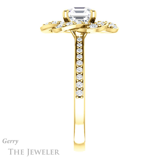 Asscher Cut Forever One Engagement Ring Setting #GTJ961-asscher-fo-y | Gerry The Jeweler 14k Yellow Gold Asscher Cut Forever One Engagement Ring Setting #GTJ961-asscher-fo-y