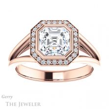14k Rose Gold Asscher Cut Forever One Engagement Ring Setting #GTJ964-asscher-fo-r