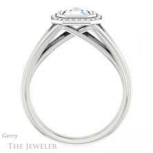 14k White Gold Asscher Cut Forever One Engagement Ring Setting #GTJ964-asscher-fo-w