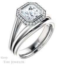 14k White Gold Asscher Cut Forever One Engagement Ring Setting #GTJ964-asscher-fo-w