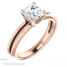14k Rose Gold Asscher Cut Forever One Engagement Ring Setting #GTJ966-asscher-fo-r