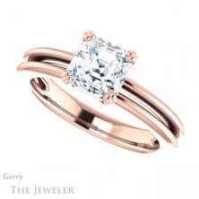 14k Rose Gold Asscher Cut Forever One Engagement Ring Setting #GTJ966-asscher-fo-r