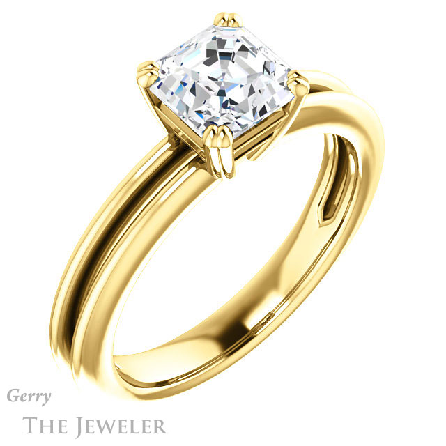 14k Yellow Gold Asscher Cut Forever One Engagement Ring Setting #GTJ966-asscher-fo-y 4 14k Yellow Gold Asscher Cut Forever One Engagement Ring Setting #GTJ966-asscher-fo-y