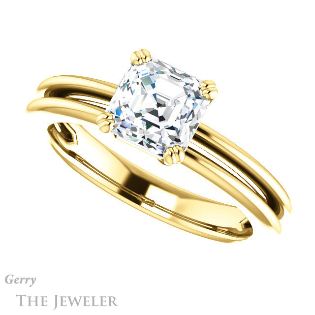 14k Yellow Gold Asscher Cut Forever One Engagement Ring Setting #GTJ966-asscher-fo-y 5 14k Yellow Gold Asscher Cut Forever One Engagement Ring Setting #GTJ966-asscher-fo-y