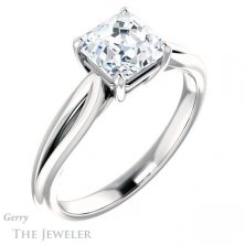 14k White Gold Asscher Cut Forever One Engagement Ring Setting #GTJ967-asscher-fo-w 4 14k White Gold Asscher Cut Forever One Engagement Ring Setting #GTJ967-asscher-fo-w