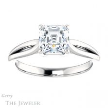 14k White Gold Asscher Cut Forever One Engagement Ring Setting #GTJ967-asscher-fo-w 1 14k White Gold Asscher Cut Forever One Engagement Ring Setting #GTJ967-asscher-fo-w