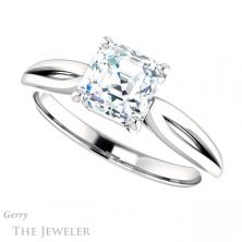 14k White Gold Asscher Cut Forever One Engagement Ring Setting #GTJ967-asscher-fo-w 5 14k White Gold Asscher Cut Forever One Engagement Ring Setting #GTJ967-asscher-fo-w