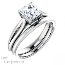 14k White Gold Asscher Cut Forever One Engagement Ring Setting #GTJ967-asscher-fo-w 6 14k White Gold Asscher Cut Forever One Engagement Ring Setting #GTJ967-asscher-fo-w