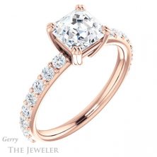 14k Rose Gold Asscher Cut Forever One Engagement Ring Setting #GTJ968-asscher-fo-r