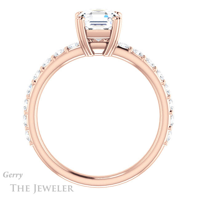 14k Rose Gold Asscher Cut Forever One Engagement Ring Setting #GTJ968-asscher-fo-r
