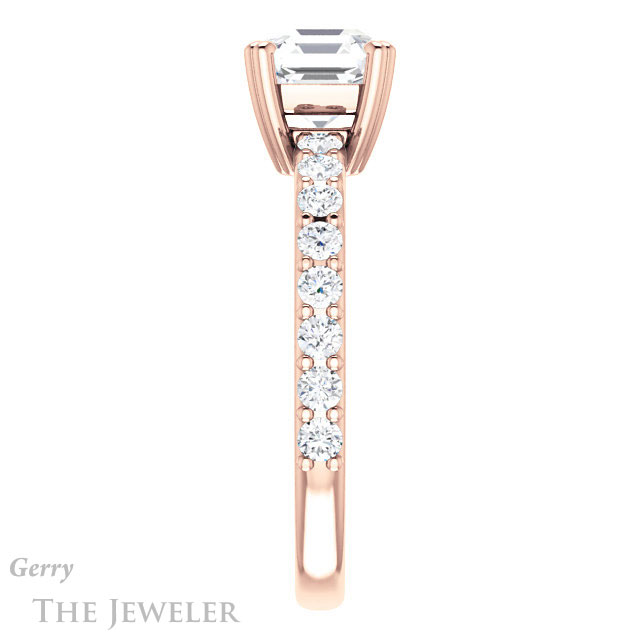 14k Rose Gold Asscher Cut Forever One Engagement Ring Setting #GTJ968-asscher-fo-r