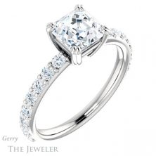 14k White Gold Asscher Cut Forever One Engagement Ring Setting #GTJ968-asscher-fo-w 4 14k White Gold Asscher Cut Forever One Engagement Ring Setting #GTJ968-asscher-fo-w