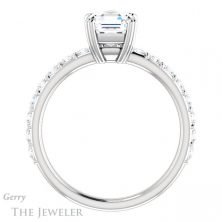 14k White Gold Asscher Cut Forever One Engagement Ring Setting #GTJ968-asscher-fo-w 2 14k White Gold Asscher Cut Forever One Engagement Ring Setting #GTJ968-asscher-fo-w