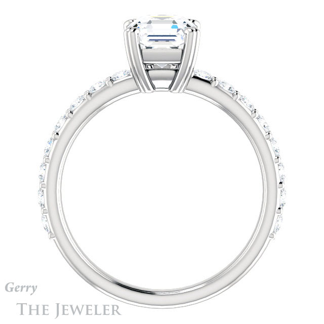 14k White Gold Asscher Cut Forever One Engagement Ring Setting #GTJ968-asscher-fo-w