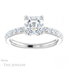 14k White Gold Asscher Cut Forever One Engagement Ring Setting #GTJ968-asscher-fo-w 1 14k White Gold Asscher Cut Forever One Engagement Ring Setting #GTJ968-asscher-fo-w