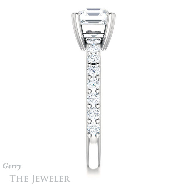 14k White Gold Asscher Cut Forever One Engagement Ring Setting #GTJ968-asscher-fo-w 3 14k White Gold Asscher Cut Forever One Engagement Ring Setting #GTJ968-asscher-fo-w