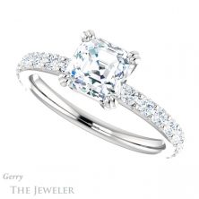 14k White Gold Asscher Cut Forever One Engagement Ring Setting #GTJ968-asscher-fo-w 5 14k White Gold Asscher Cut Forever One Engagement Ring Setting #GTJ968-asscher-fo-w