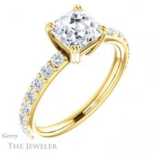 14k Yellow Gold Asscher Cut Forever One Engagement Ring Setting #GTJ968-asscher-fo-y 4 14k Yellow Gold Asscher Cut Forever One Engagement Ring Setting #GTJ968-asscher-fo-y