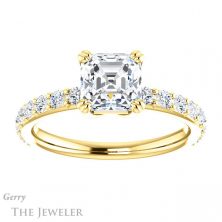 14k Yellow Gold Asscher Cut Forever One Engagement Ring Setting #GTJ968-asscher-fo-y 1 14k Yellow Gold Asscher Cut Forever One Engagement Ring Setting #GTJ968-asscher-fo-y