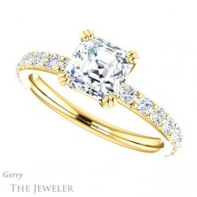 14k Yellow Gold Asscher Cut Forever One Engagement Ring Setting #GTJ968-asscher-fo-y 5 14k Yellow Gold Asscher Cut Forever One Engagement Ring Setting #GTJ968-asscher-fo-y