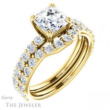 14k Yellow Gold Asscher Cut Forever One Engagement Ring Setting #GTJ968-asscher-fo-y 6 14k Yellow Gold Asscher Cut Forever One Engagement Ring Setting #GTJ968-asscher-fo-y