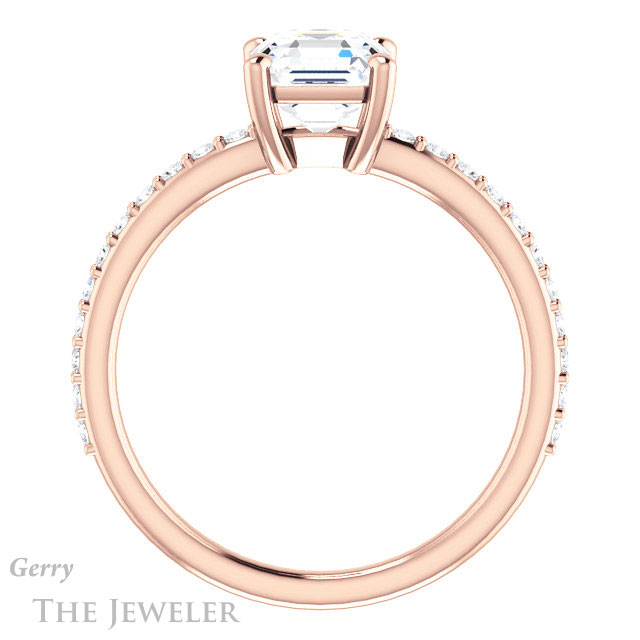 14k Rose Gold Asscher Cut Forever One Engagement Ring Setting #GTJ969-asscher-fo-r