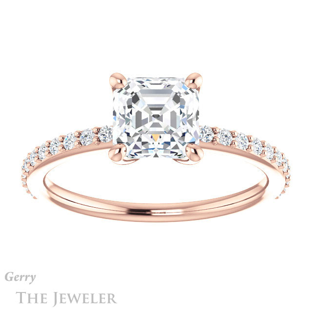 14k Rose Gold Asscher Cut Forever One Engagement Ring Setting #GTJ969-asscher-fo-r