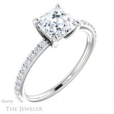 14k White Gold Asscher Cut Forever One Engagement Ring Setting #GTJ969-asscher-fo-w 4 14k White Gold Asscher Cut Forever One Engagement Ring Setting #GTJ969-asscher-fo-w