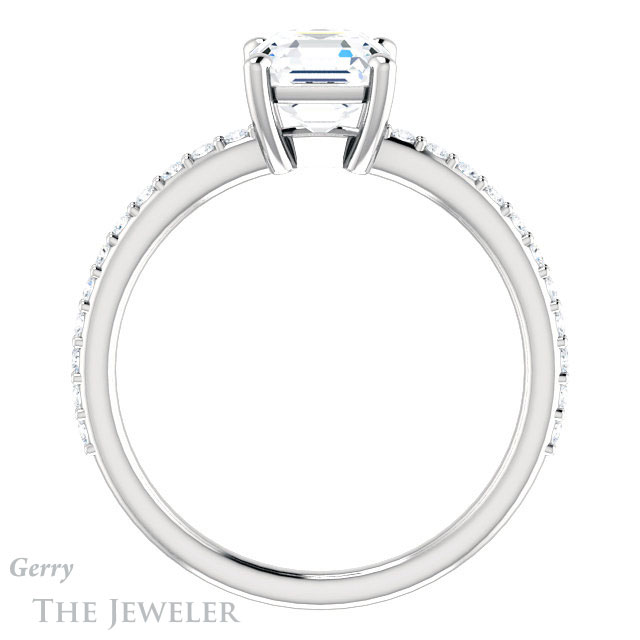 14k White Gold Asscher Cut Forever One Engagement Ring Setting #GTJ969-asscher-fo-w