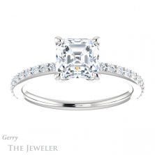14k White Gold Asscher Cut Forever One Engagement Ring Setting #GTJ969-asscher-fo-w 1 14k White Gold Asscher Cut Forever One Engagement Ring Setting #GTJ969-asscher-fo-w