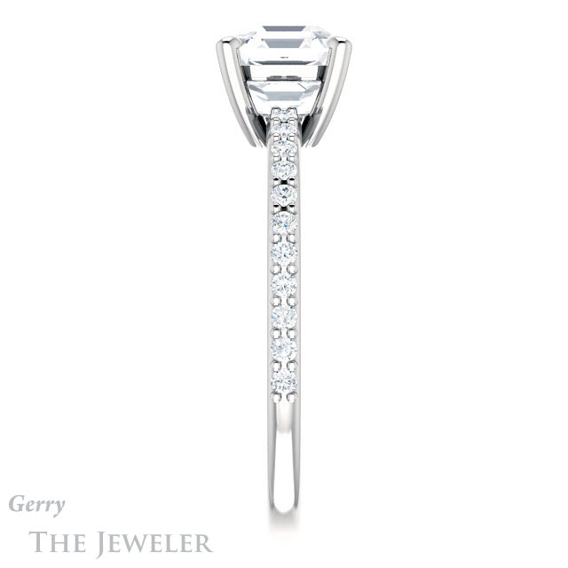 14k White Gold Asscher Cut Forever One Engagement Ring Setting #GTJ969-asscher-fo-w 3 14k White Gold Asscher Cut Forever One Engagement Ring Setting #GTJ969-asscher-fo-w