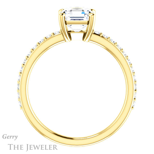 14k Yellow Gold Asscher Cut Forever One Engagement Ring Setting #GTJ969-asscher-fo-y