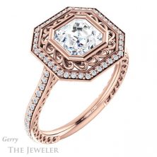 14k Rose Gold Asscher Cut Forever One Engagement Ring Setting #GTJ970-asscher-fo-r 4 14k Rose Gold Asscher Cut Forever One Engagement Ring Setting #GTJ970-asscher-fo-r