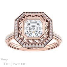 14k Rose Gold Asscher Cut Forever One Engagement Ring Setting #GTJ970-asscher-fo-r 1 14k Rose Gold Asscher Cut Forever One Engagement Ring Setting #GTJ970-asscher-fo-r